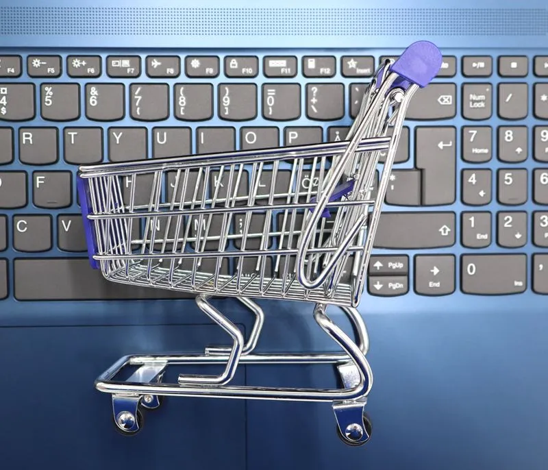 An e-commerce online store shown on a laptop screen