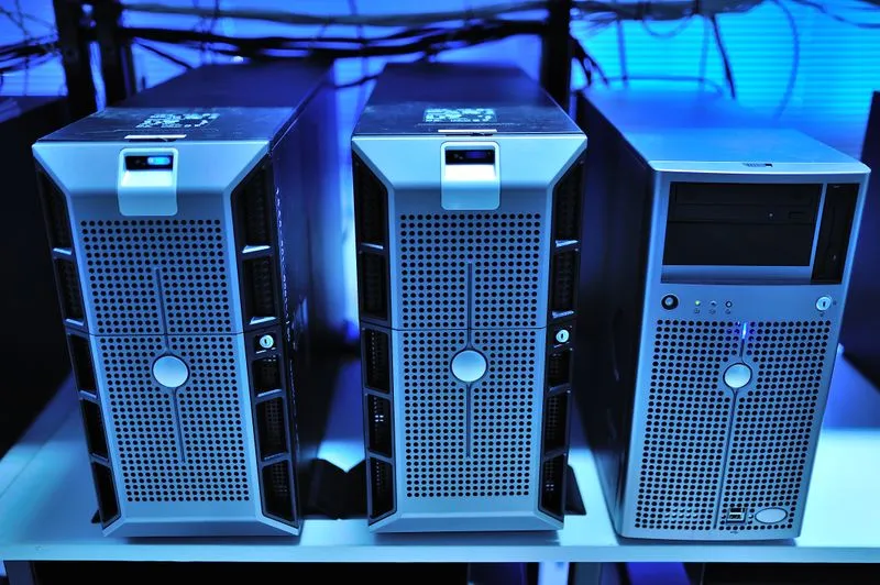 Web hosting server infrastructure powering a website