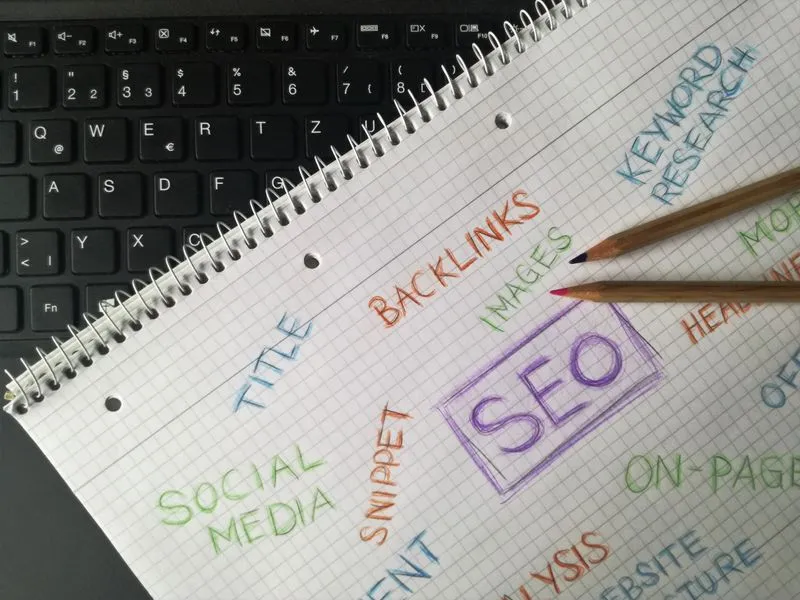 Step-by-step keyword research process on a laptop screen