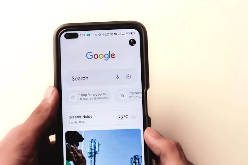 Business owner searching on Google on a smartphone in Nigeria