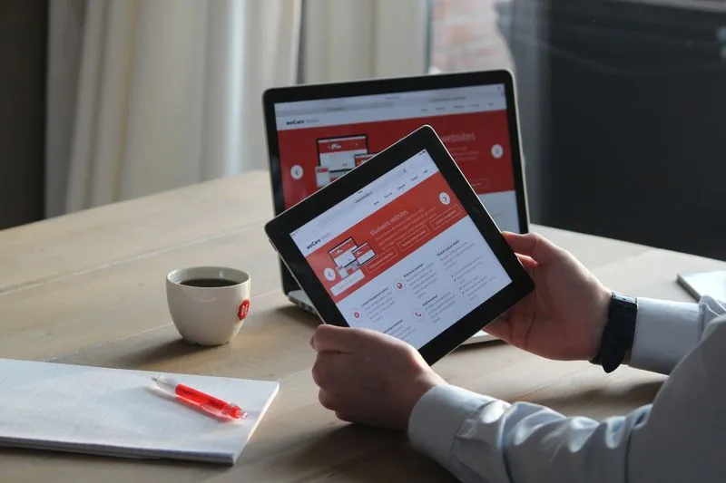 Website page layout with headings shown on a laptop screen