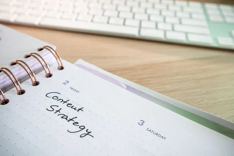 Content calendar and planner on a desk