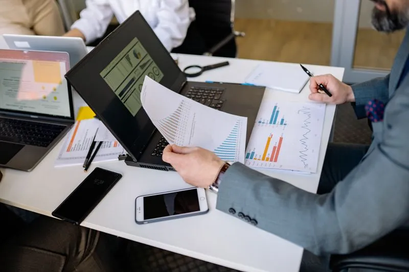 Social media advertising analytics on a screen