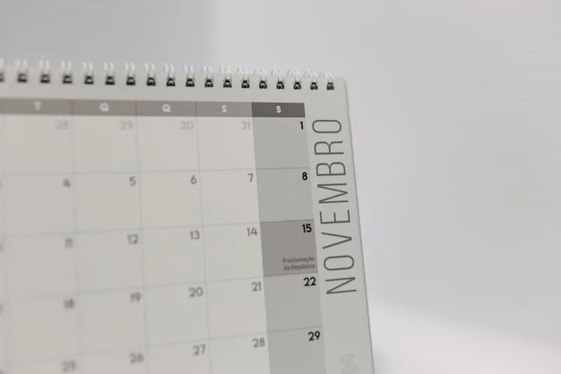 Planning calendar and timeline on a desk