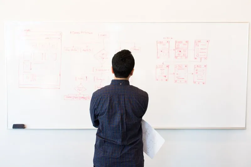 Website structure diagram on a screen
