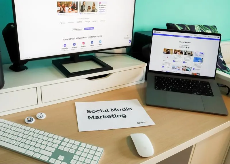 Creating an ad campaign on a laptop