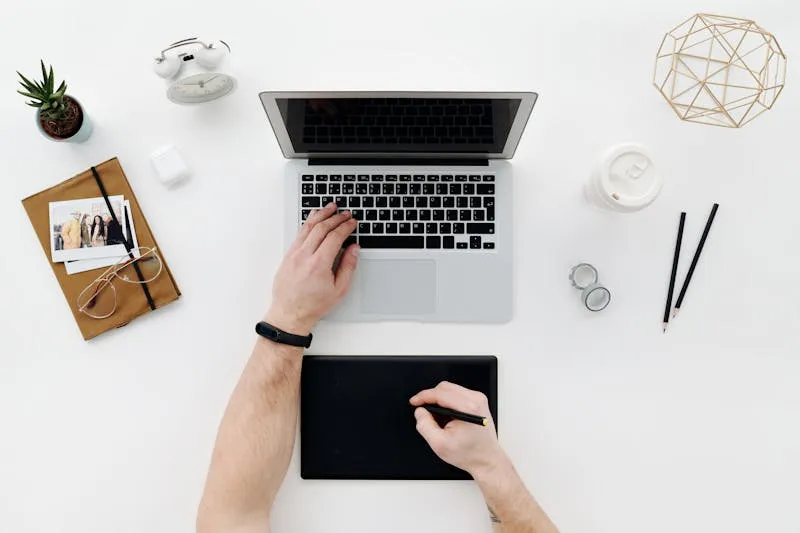 Web design process and wireframe on a laptop screen