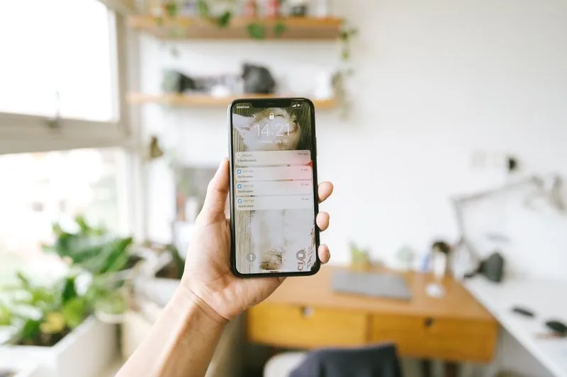 Phone showing a message notification